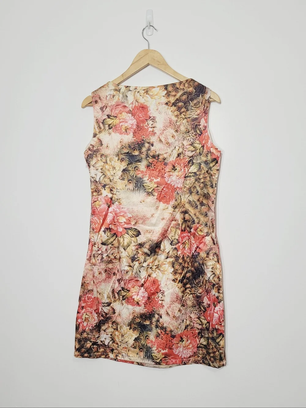 Super Stition Abstract Orange Floral Pattern Sleeveless Cocktail Dress Size XL - Picture 9 of 14